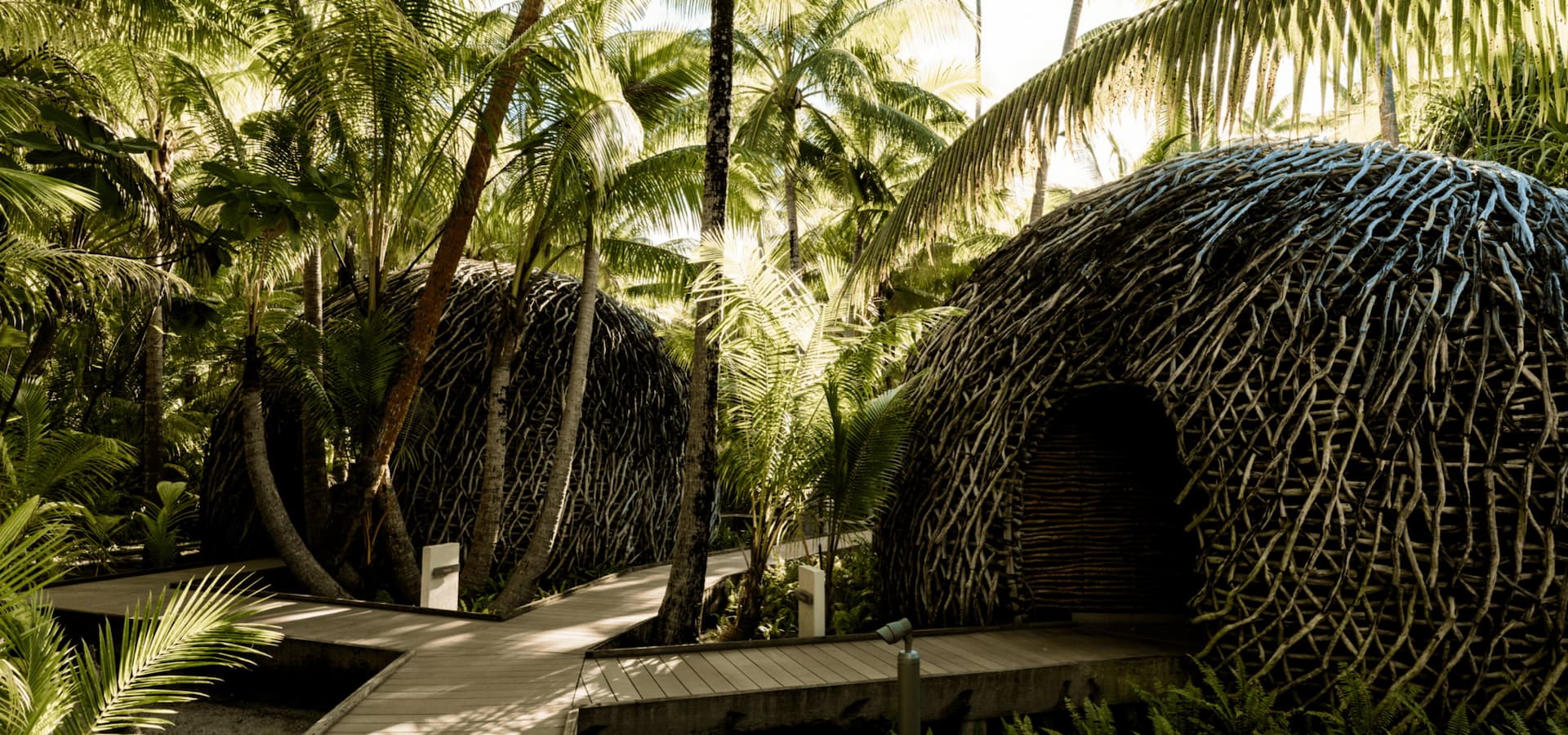 Unique bird's nest-like treatment rooms at Varua Te Ora Polynesian Spa.