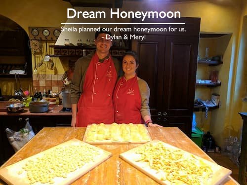 Honeymoon cooking class in Italy, planned by Sheila Cannon for a stress-free dream honeymoon.