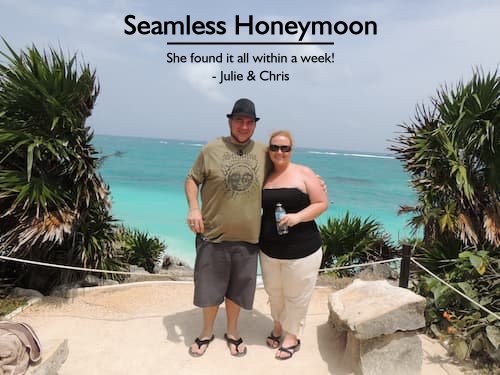 Julie & Chris overlooking the ocean at El Dorado Maroma, Playa Del Carmen, Mexico, thanks to Sheila’s memorable honeymoon planning.