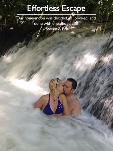 Steven & Brie enjoying their easy honeymoon at Sandals South Coast, Jamaica, with seamless planning by Sheila at Dunn's River Falls.